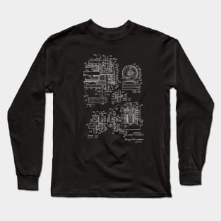 Card Printing Machine Vintage Patent Hand Drawing Long Sleeve T-Shirt